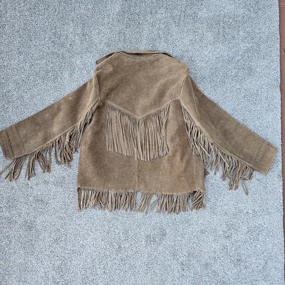 Vintage 1950s 1960s Suede Leather Fringe Western Jacket Brown Cowgirl Size M L - Picture 9 of 17